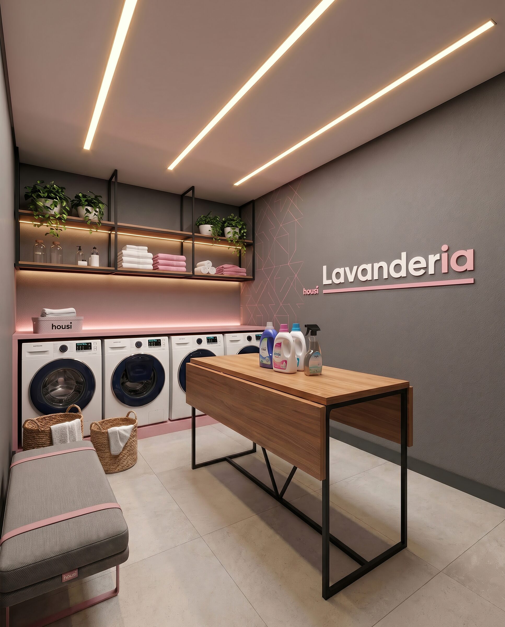 Lavanderia compartilhada do Casa Bella Suites.