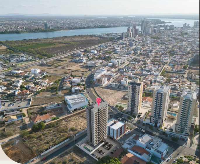 Vista aérea da localização do Casa Bella Suites em Petrolina.